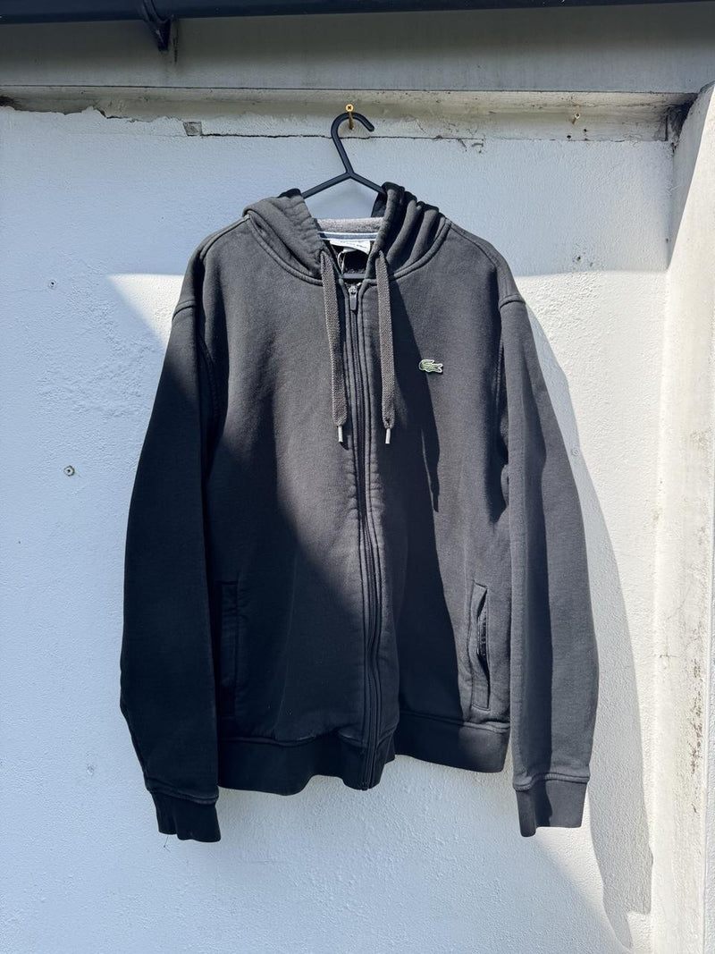Lacoste Sport Full-Zip Fleece Track Hoodie – Black – Size XL
