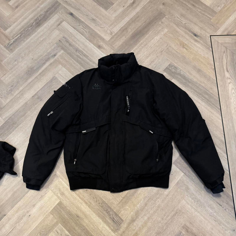 Vintage Y2K Kappa Banda Insulated Puffer Jacket – Black – Size L