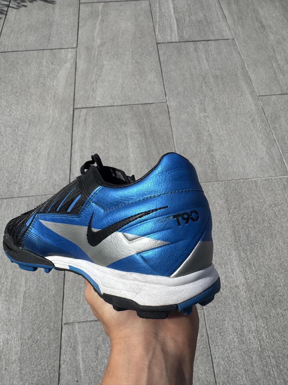 Rare 2012 Nike Total 90 Shoot IV TF Astro Turf Football Boots – Blue & Silver – Size UK 8.5 – Image 8 – George's Vintage