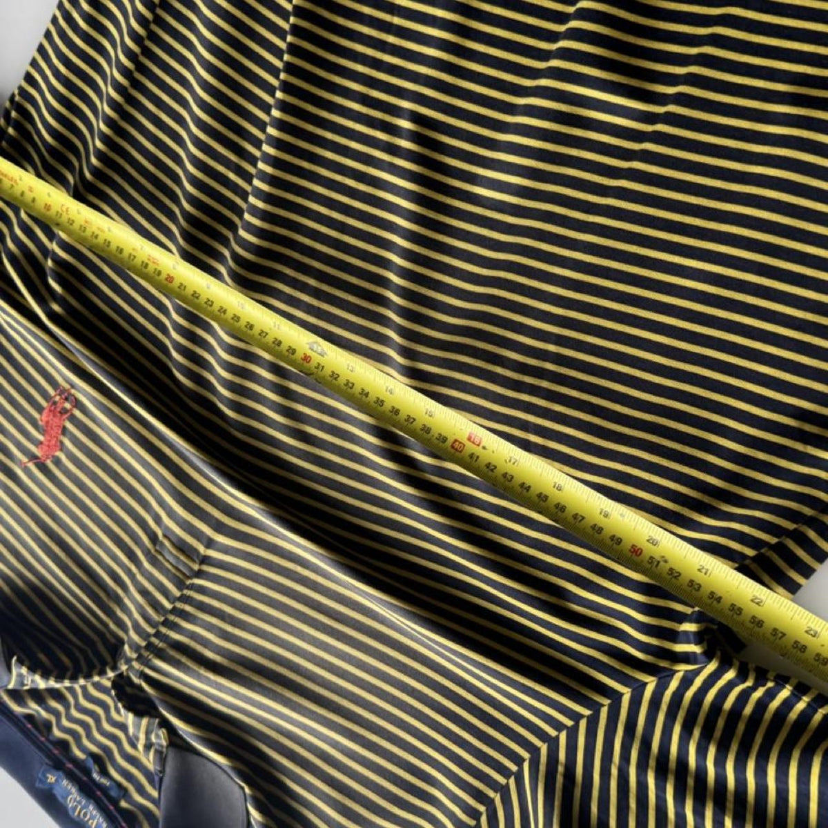 Polo Ralph Lauren Performance Micro-Striped Golf Polo Shirt – Navy & Yellow – Size XL – Image 6 – George's Vintage