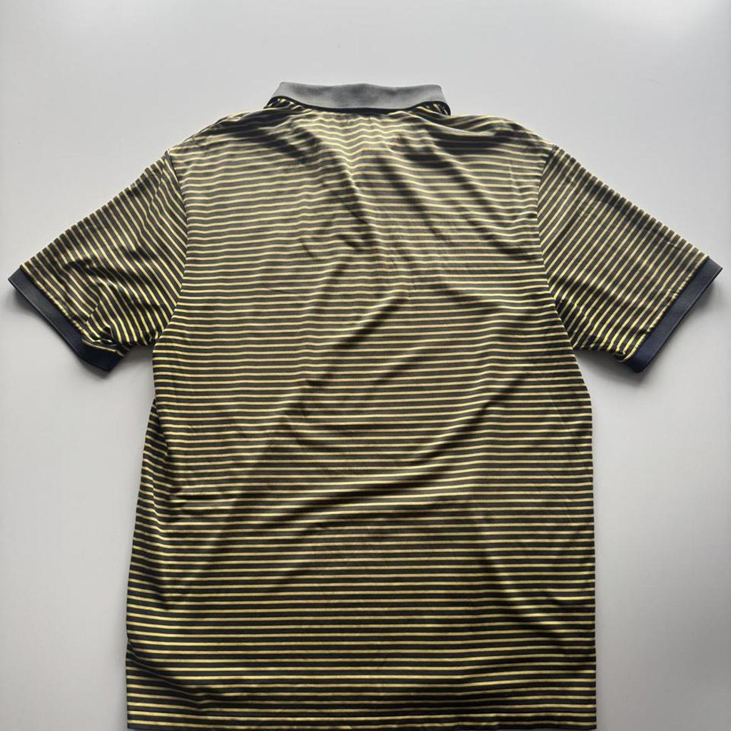 Polo Ralph Lauren Performance Micro-Striped Golf Polo Shirt – Navy & Yellow – Size XL – Image 4 – George's Vintage