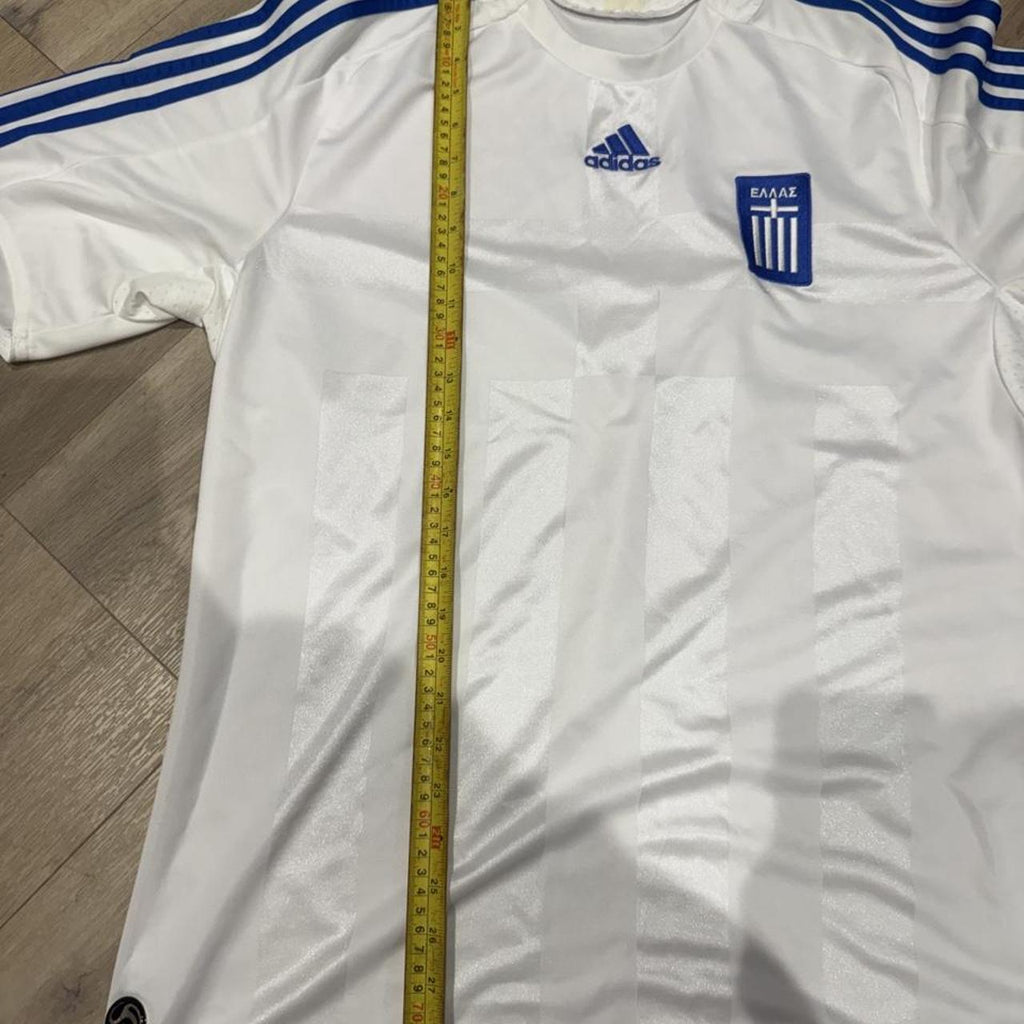 Vintage Adidas Greece 2008/09 Home Football Shirt – White & Blue – Size L – Image 6 – George's Vintage