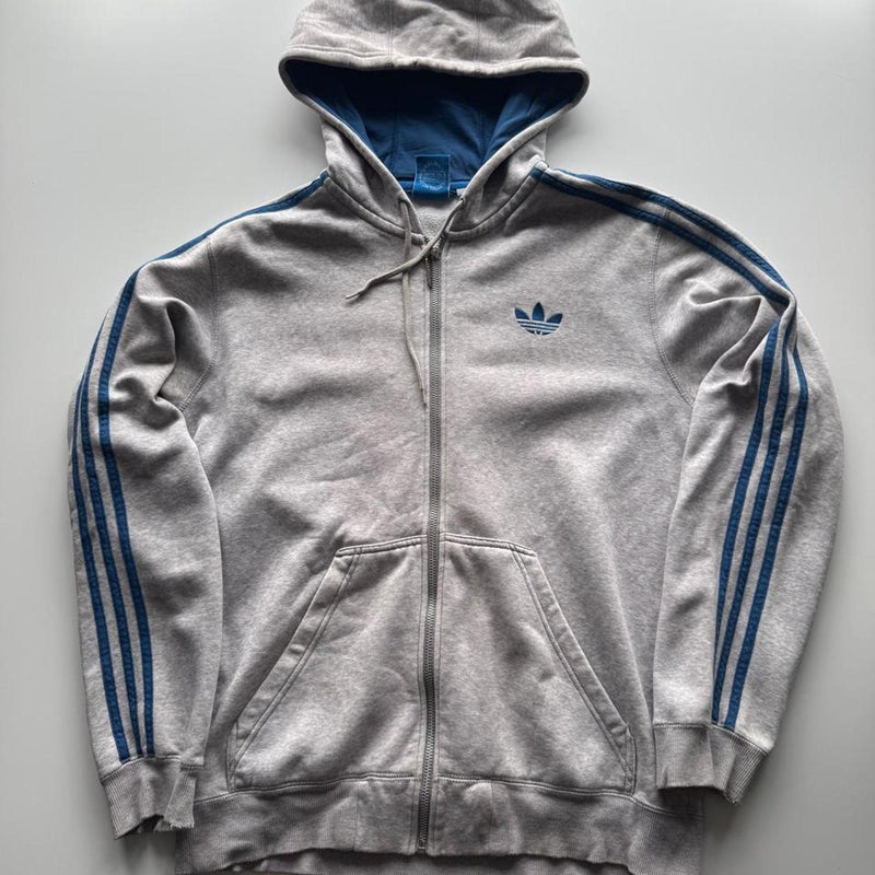Vintage Adidas Originals Trefoil Full-Zip Hoodie – Grey Marl – Size M