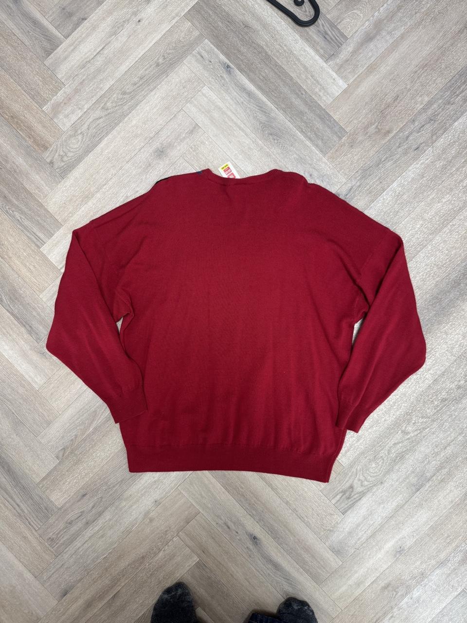 Vintage 80s St Michael Marks & Spencer Pure Wool Argyle V-Neck Jumper – Size L – Image 4 – George's Vintage