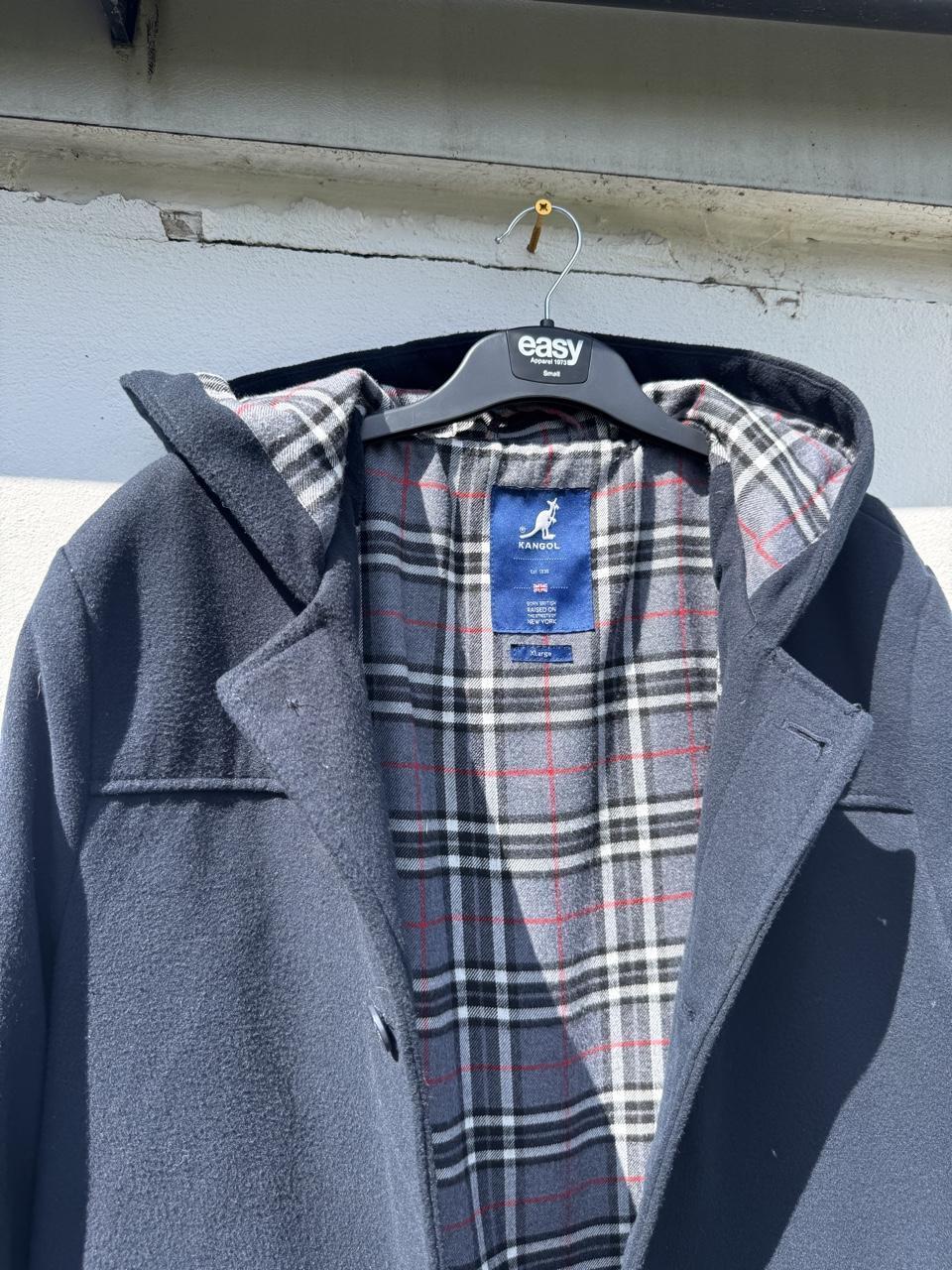 Vintage Kangol Tartan-Lined Hooded Parka Coat – Navy – Size XL – Image 2 – George's Vintage