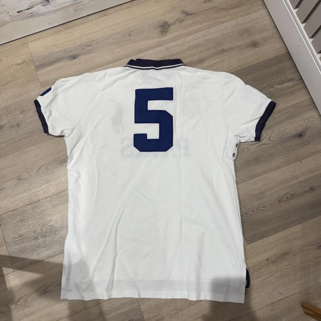 Polo Ralph Lauren Custom Fit 'Paris #5' Crest Polo Shirt – White & Navy – Size XL – Image 6 – George's Vintage