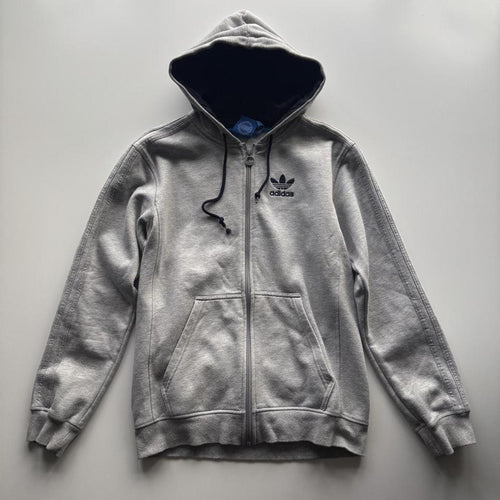Adidas Originals 3-Stripes Trefoil Full-Zip Hoodie – Grey Marl – Size S – George's Vintage