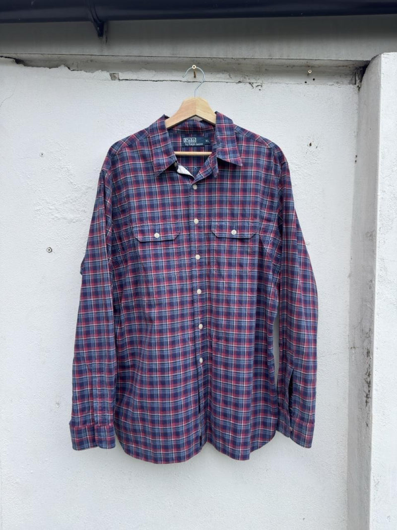 Vintage Polo Ralph Lauren US-RL Naval Reserve Tartan Plaid Utility Shirt – Size L
