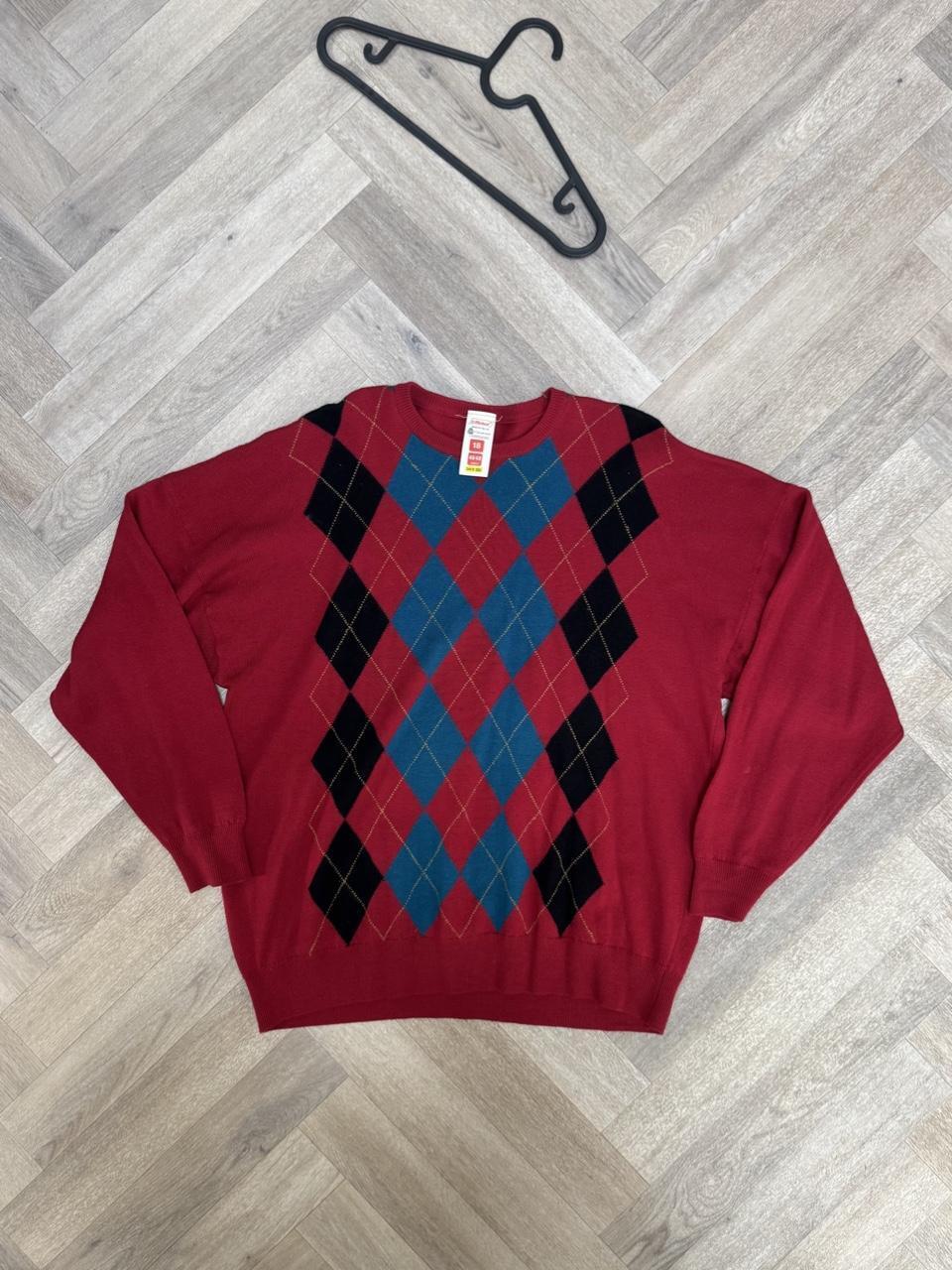 Vintage 80s St Michael Marks & Spencer Pure Wool Argyle V-Neck Jumper – Size L – George's Vintage