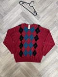 Vintage 80s St Michael Marks & Spencer Pure Wool Argyle V-Neck Jumper – Size L – George's Vintage