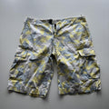 Vintage Y2K Bench Geometric Print Cargo Shorts – Yellow & Grey – Size W32 – Image 2 – George's Vintage