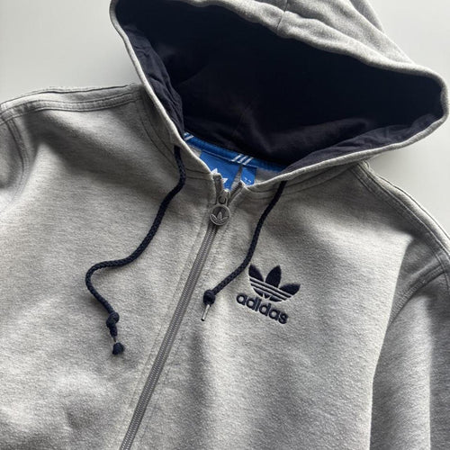 Adidas Originals 3-Stripes Trefoil Full-Zip Hoodie – Grey Marl – Size S – Image 2 – George's Vintage