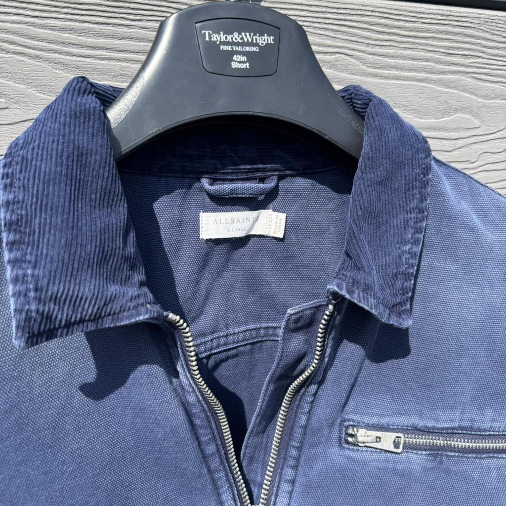 AllSaints Washed Blue Full-Zip Cotton Jacket – Size L – Image 3 – George's Vintage