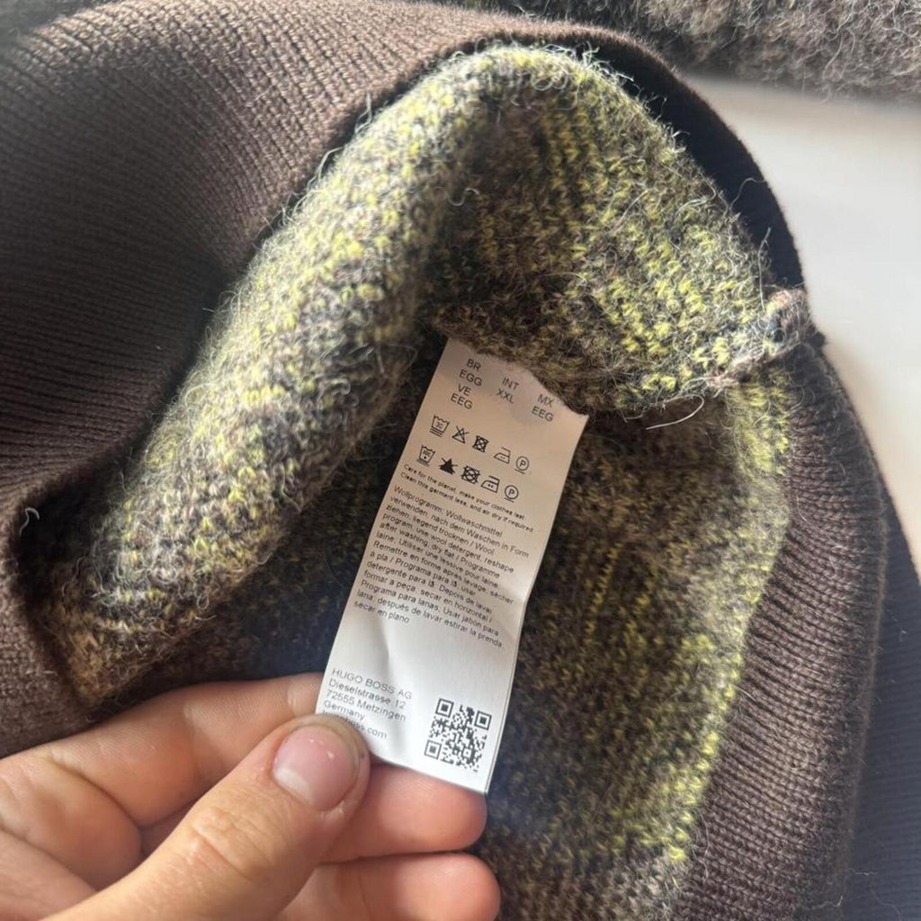 BOSS Abstract Camo Brushed Wool Knit Jumper