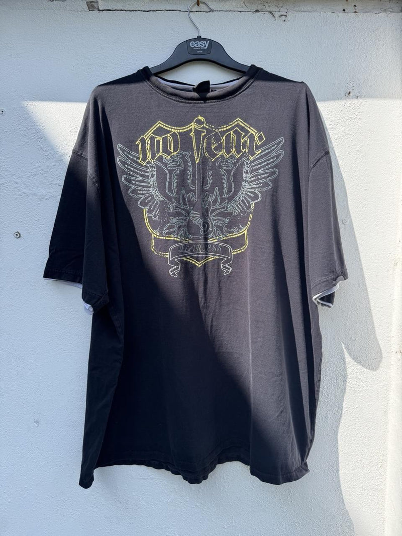 Vintage Y2K No Fear Gothic Eagle Graphic Skate T-Shirt – Black – Size 3XL