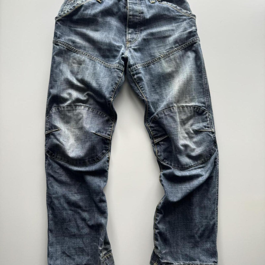 G-Star RAW 96 Distressed Panelled Jeans (Blue)