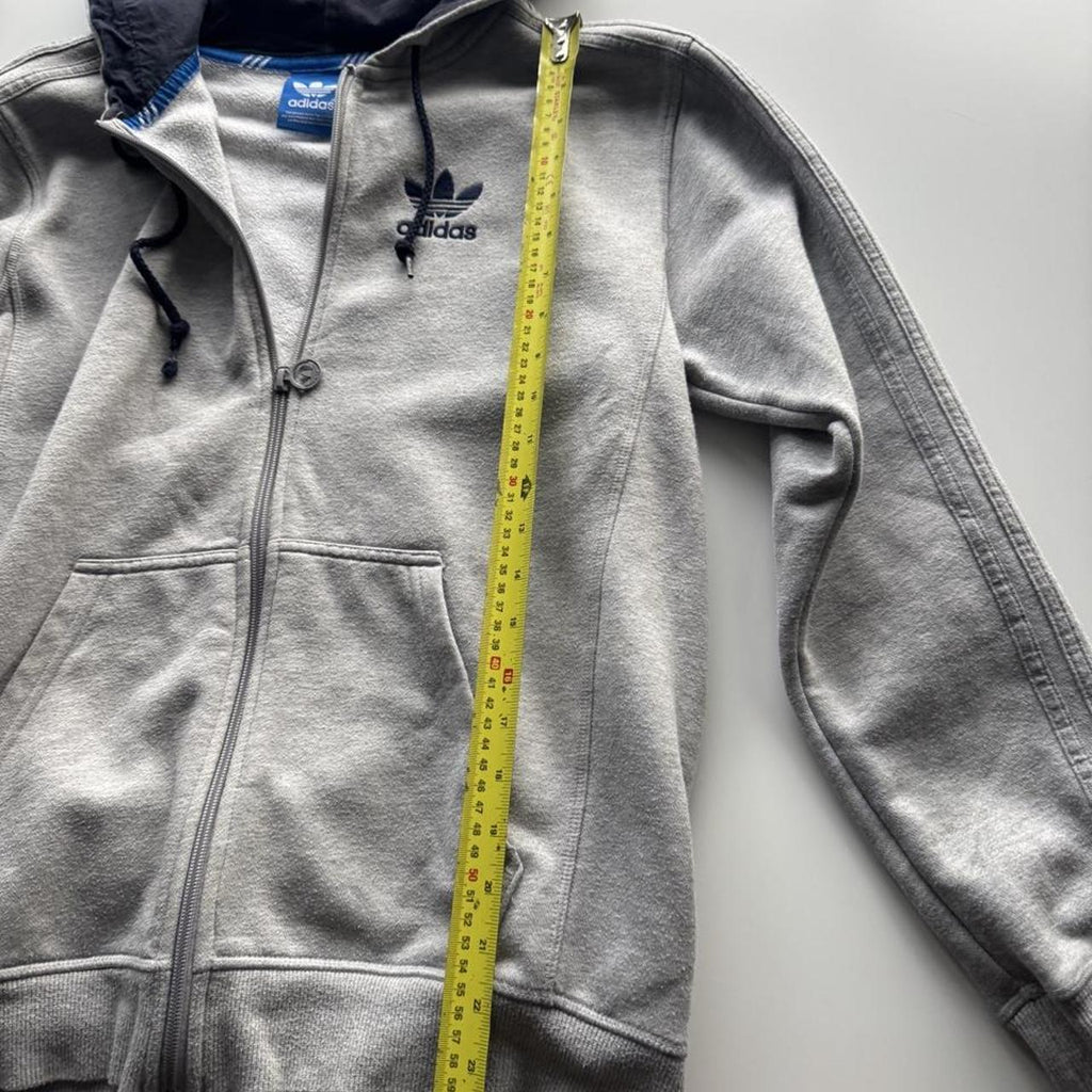 Adidas Originals 3-Stripes Trefoil Full-Zip Hoodie – Grey Marl – Size S – Image 7 – George's Vintage