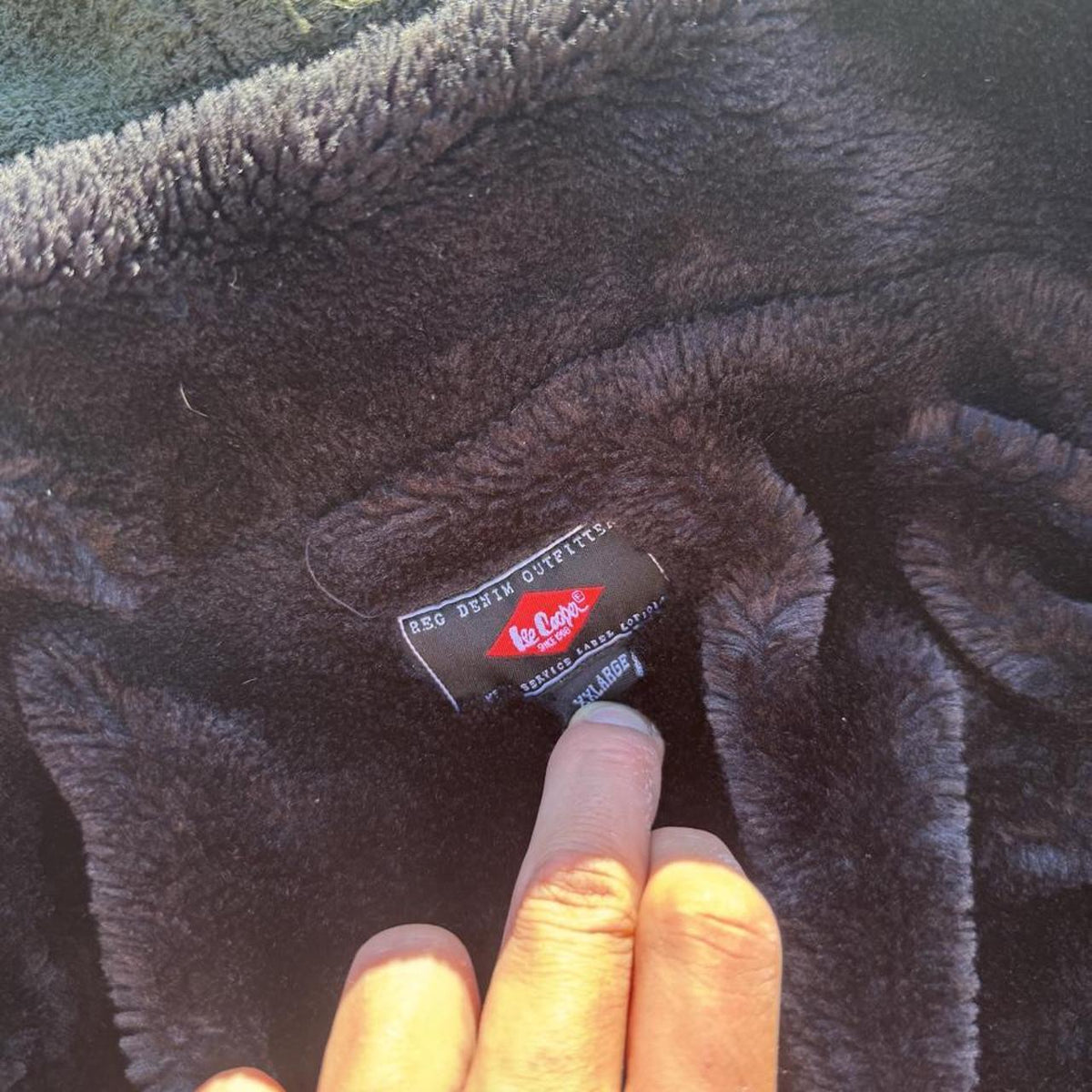 Vintage Lee Cooper Heavyweight Chunky Knit Fleece-Lined Hooded Jacket – Charcoal – Size L – Image 3 – George's Vintage