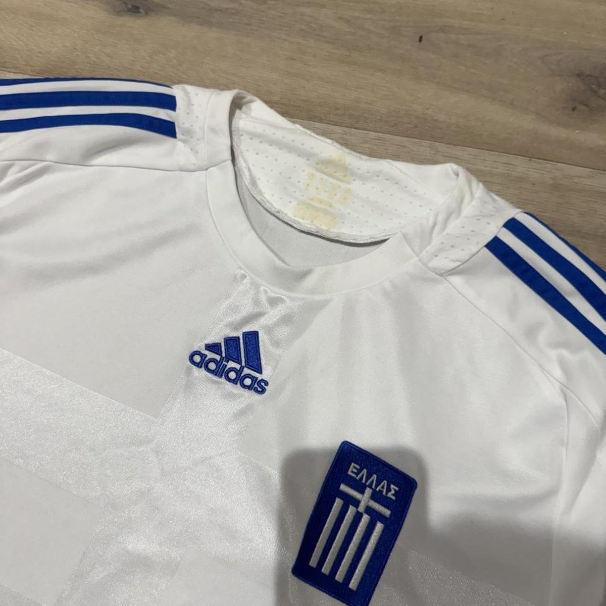 Vintage Adidas Greece 2008/09 Home Football Shirt – White & Blue – Size L – Image 4 – George's Vintage