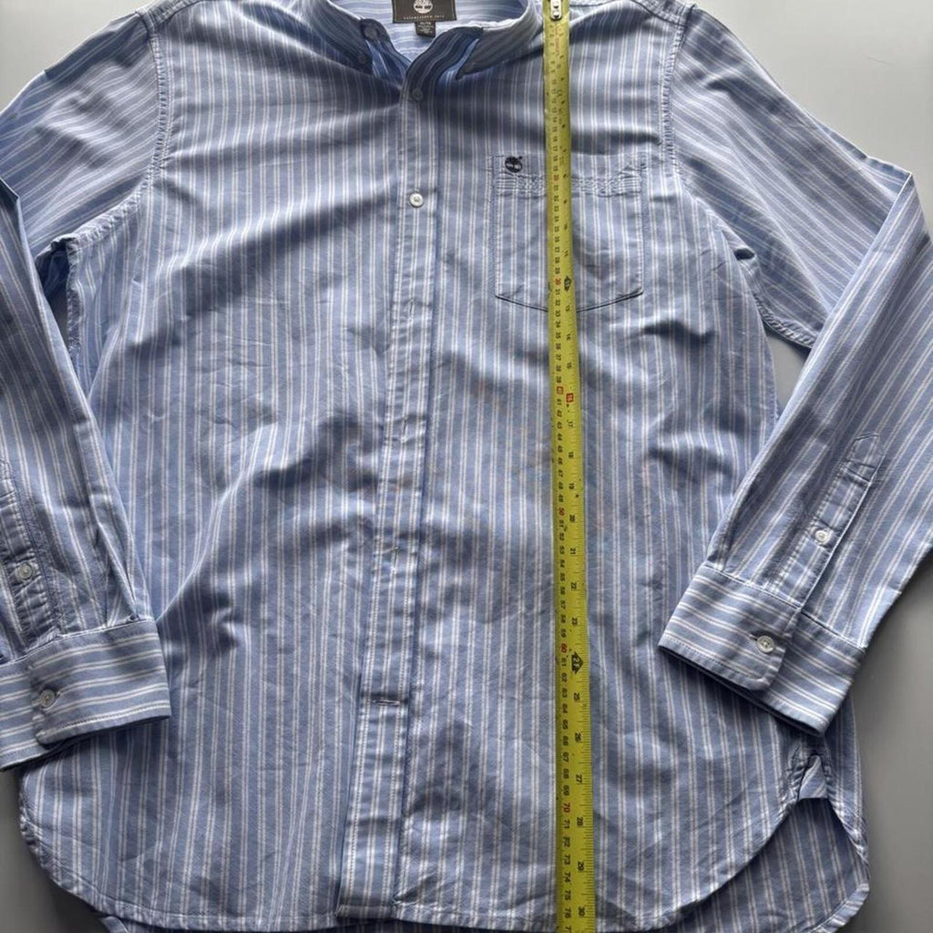 Timberland Earthkeepers Organic Cotton Striped Button-Up Shirt – Blue – Size XL – Image 3 – George's Vintage