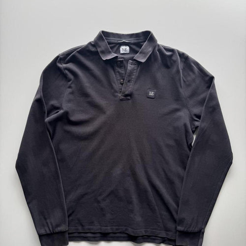 C.P. Company Garment-Dyed Long-Sleeve Polo Shirt – Charcoal – Size XL – George's Vintage