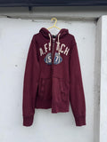 Vintage Y2K Abercrombie & Fitch 'A. Fitch 57' Heavyweight Appliqué Full-Zip Hoodie – Burgundy – Size L – George's Vintage