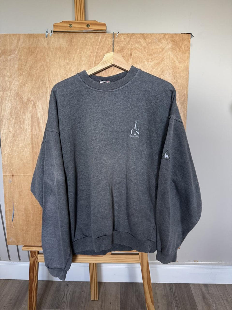 Vintage 90s Le Coq Sportif LCS Embroidered Spellout Crewneck Sweatshirt – Navy – Size L