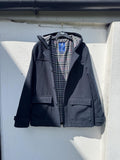 Vintage Kangol Tartan-Lined Hooded Parka Coat – Navy – Size XL – George's Vintage