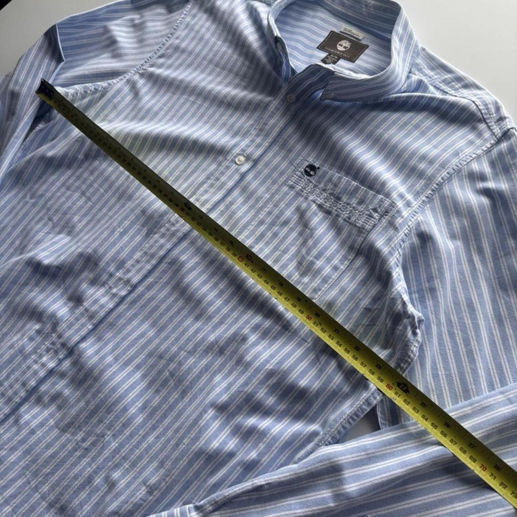 Timberland Earthkeepers Organic Cotton Striped Button-Up Shirt – Blue – Size XL – Image 4 – George's Vintage
