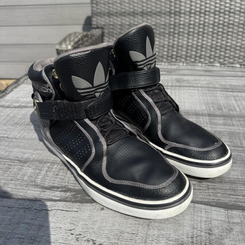 Adidas Originals High-Top Strap Trainers – Black & Grey – Size UK 9 – George's Vintage