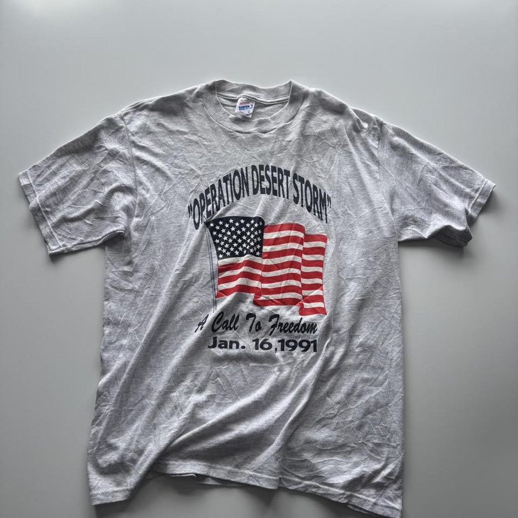 Vintage 1991 Jerzees Operation Desert Storm Made in USA Graphic T-Shirt – Black – Size XL – George's Vintage