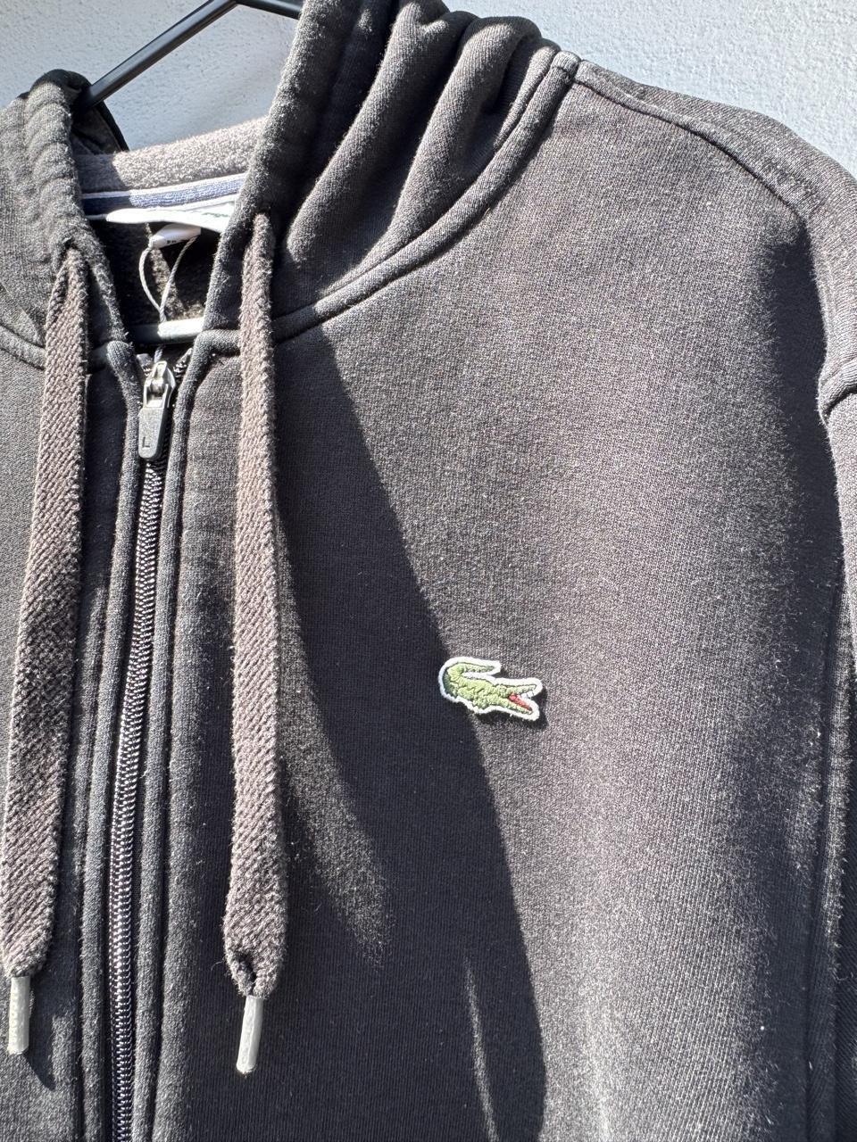 Lacoste Sport Full-Zip Fleece Track Hoodie – Black – Size XL – Image 2 – George's Vintage