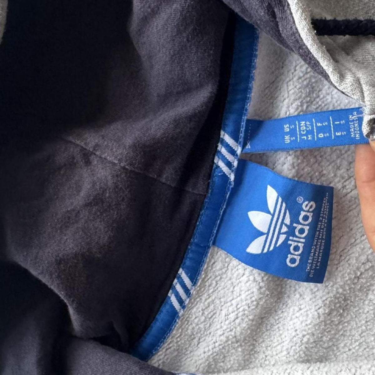 Adidas Originals 3-Stripes Trefoil Full-Zip Hoodie – Grey Marl – Size S – Image 5 – George's Vintage