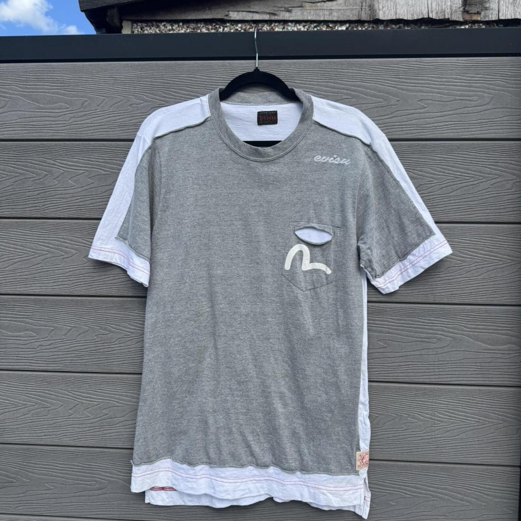 Evisu Layered Contrast T-Shirt (Grey/White Multi Panel)