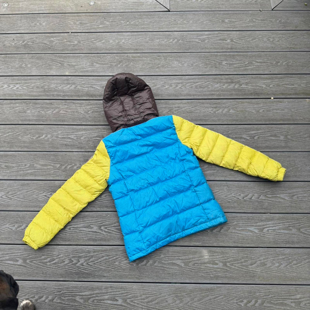 FUBU Colour Block Hooded Puffer Jacket – Blue / Yellow