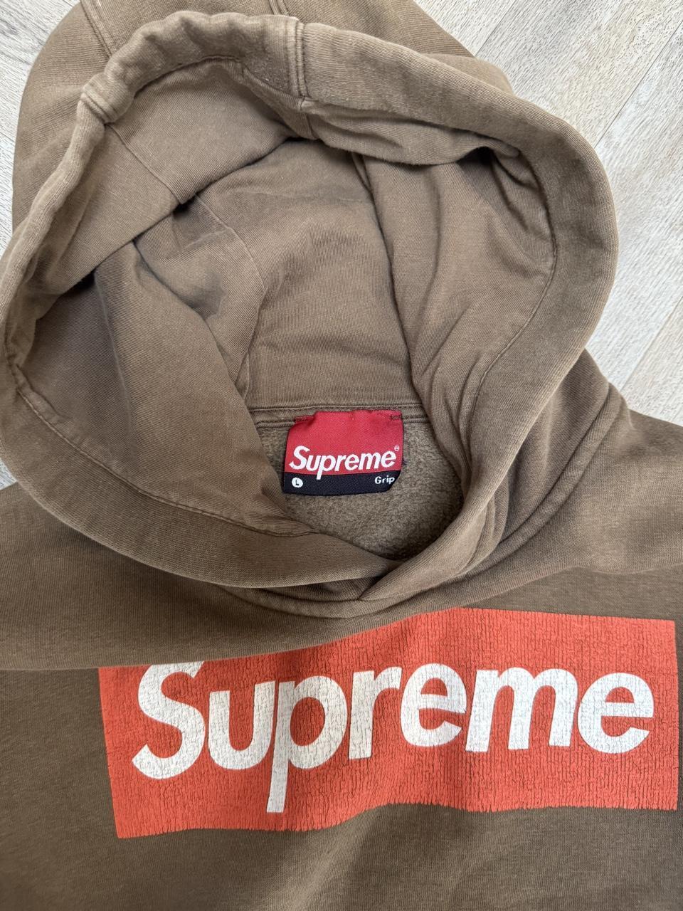 Vintage 90s Supreme Grip Box Logo Heavyweight Pullover Hoodie – Grey – Size L – Image 4 – George's Vintage
