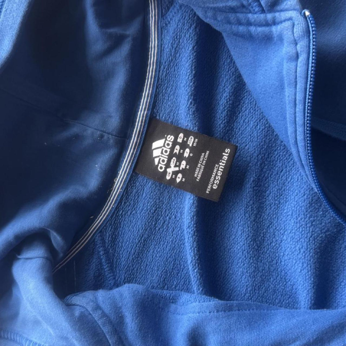 Adidas Performance Essentials 3-Stripes Full-Zip Hoodie – Royal Blue – Size L – Image 3 – George's Vintage