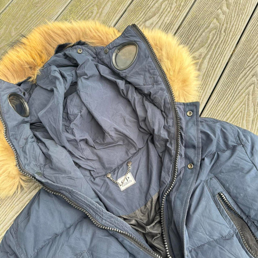 C.P. Company Goggle Fur-Trim Down Parka – Navy – Size S – Image 6 – George's Vintage