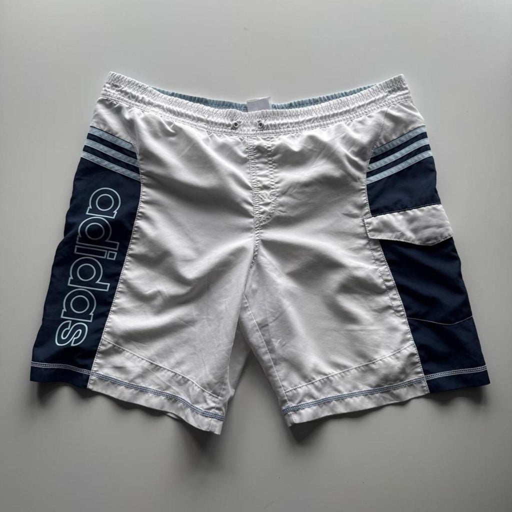 Vintage Adidas Cargo Swim Shorts White/Navy