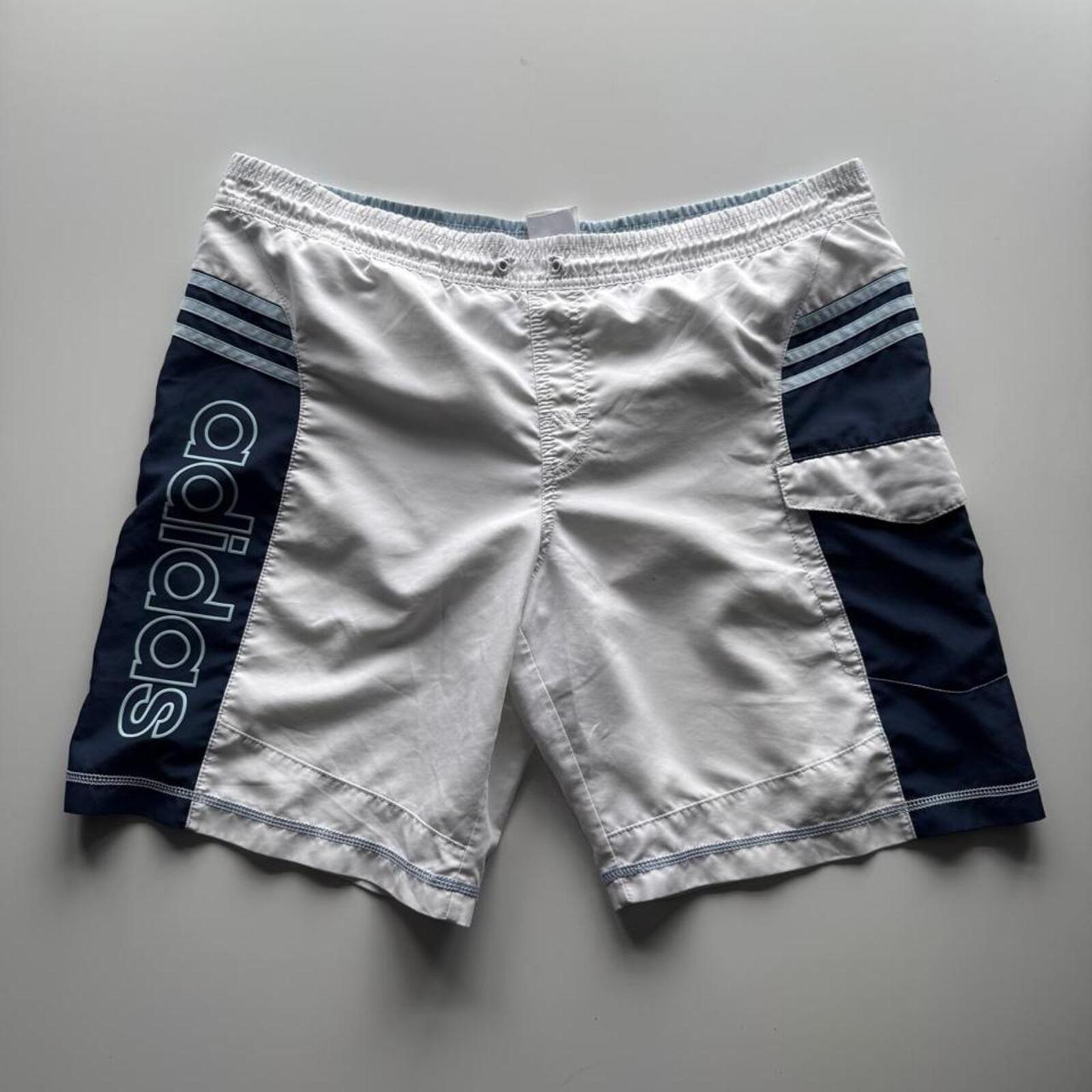 Vintage Adidas Cargo Swim Shorts White/Navy