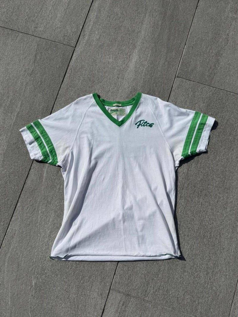 Vintage 90s Abercrombie & Fitch #92 Athletics Football Jersey T-Shirt – White & Green – Size XL