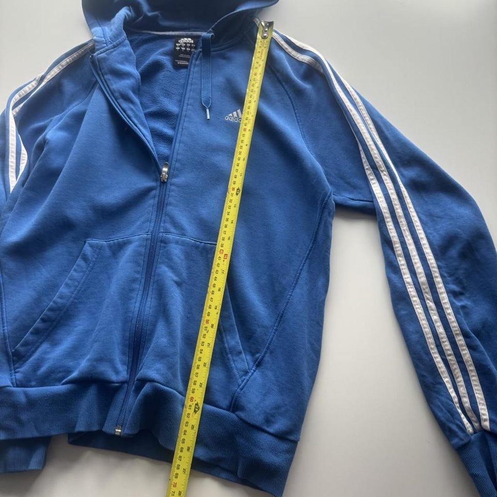 Adidas Performance Essentials 3-Stripes Full-Zip Hoodie – Royal Blue – Size L – Image 6 – George's Vintage