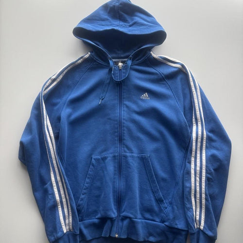 Adidas Performance Essentials 3-Stripes Full-Zip Hoodie – Royal Blue – Size L – George's Vintage