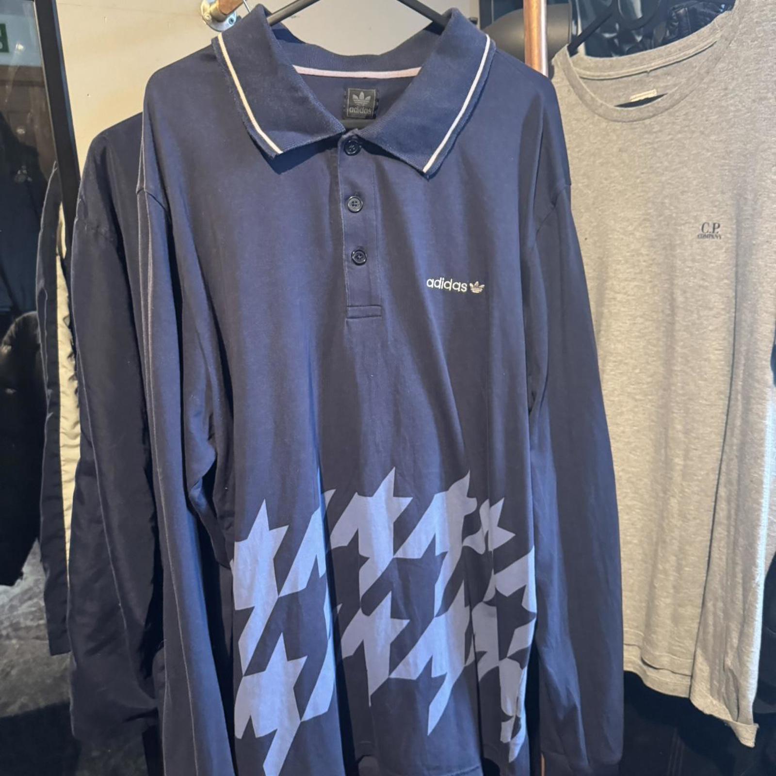 Adidas Originals Navy Long Sleeve Polo Shirt