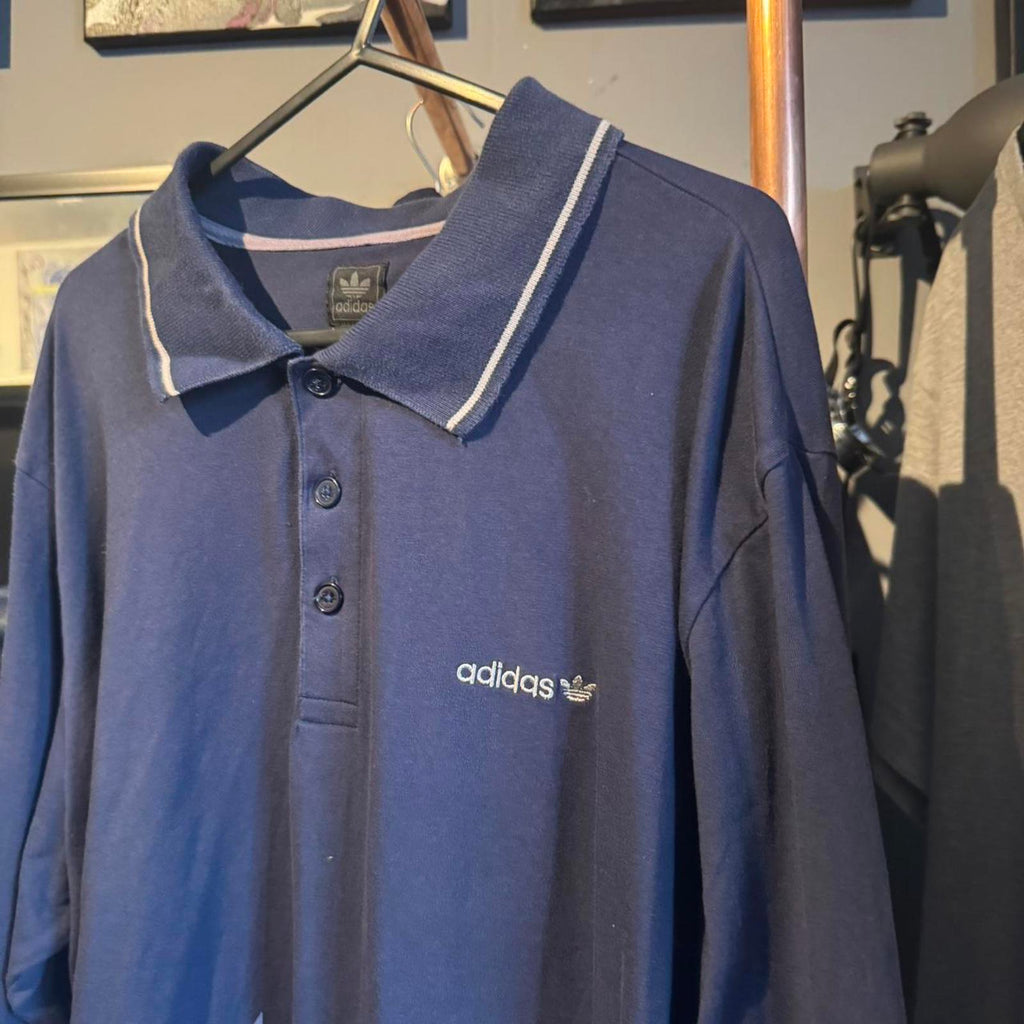Adidas Originals Navy Long Sleeve Polo Shirt