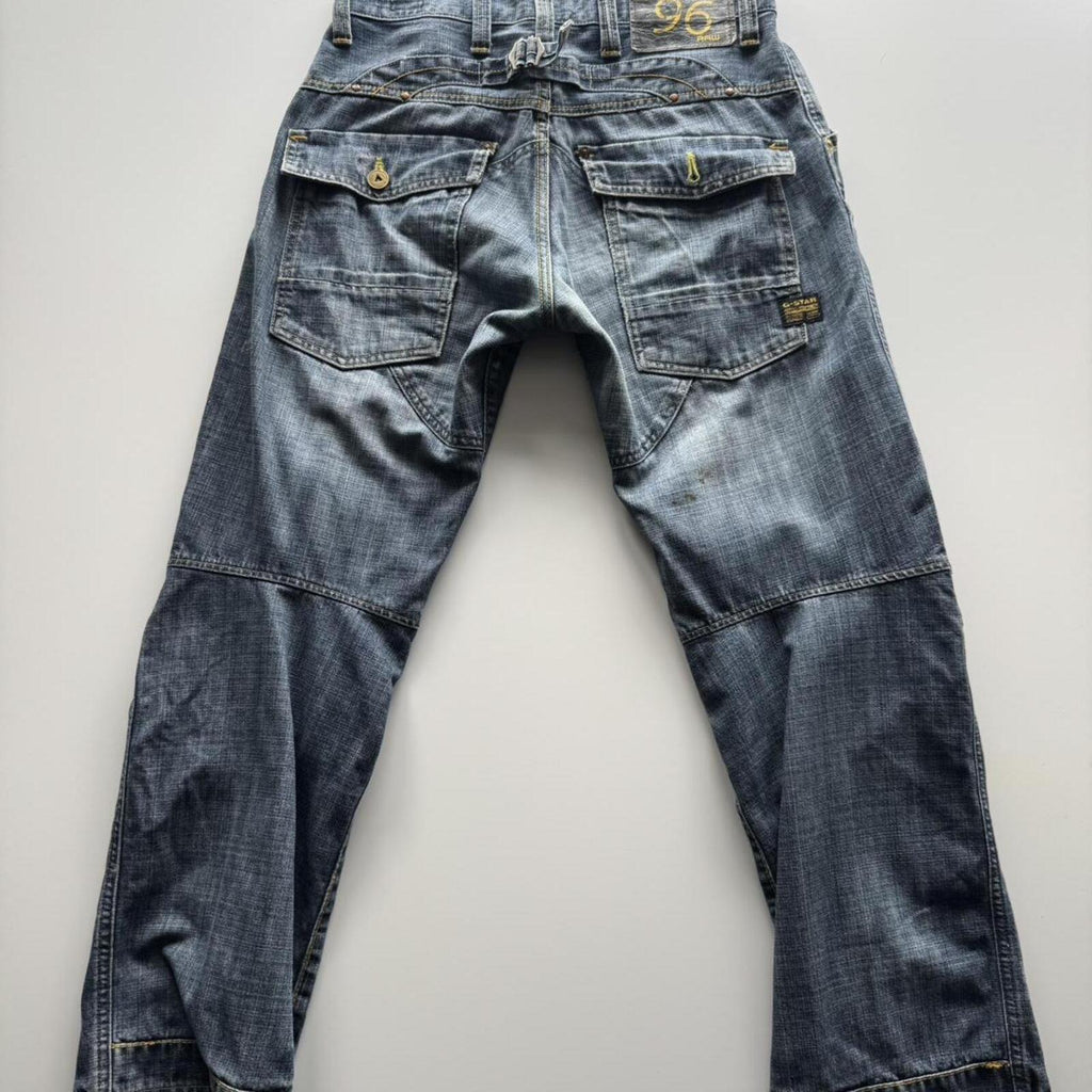 G-Star RAW 96 Distressed Panelled Jeans (Blue)