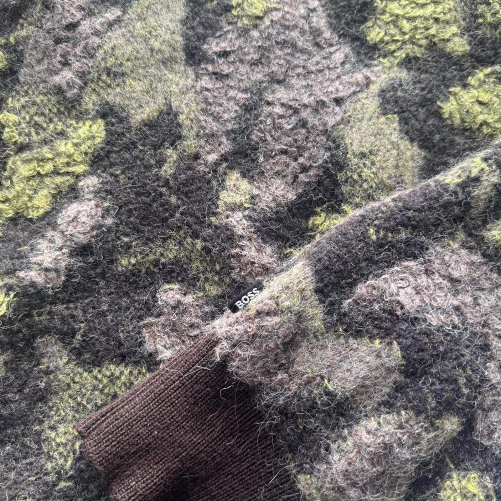 BOSS Abstract Camo Brushed Wool Knit Jumper