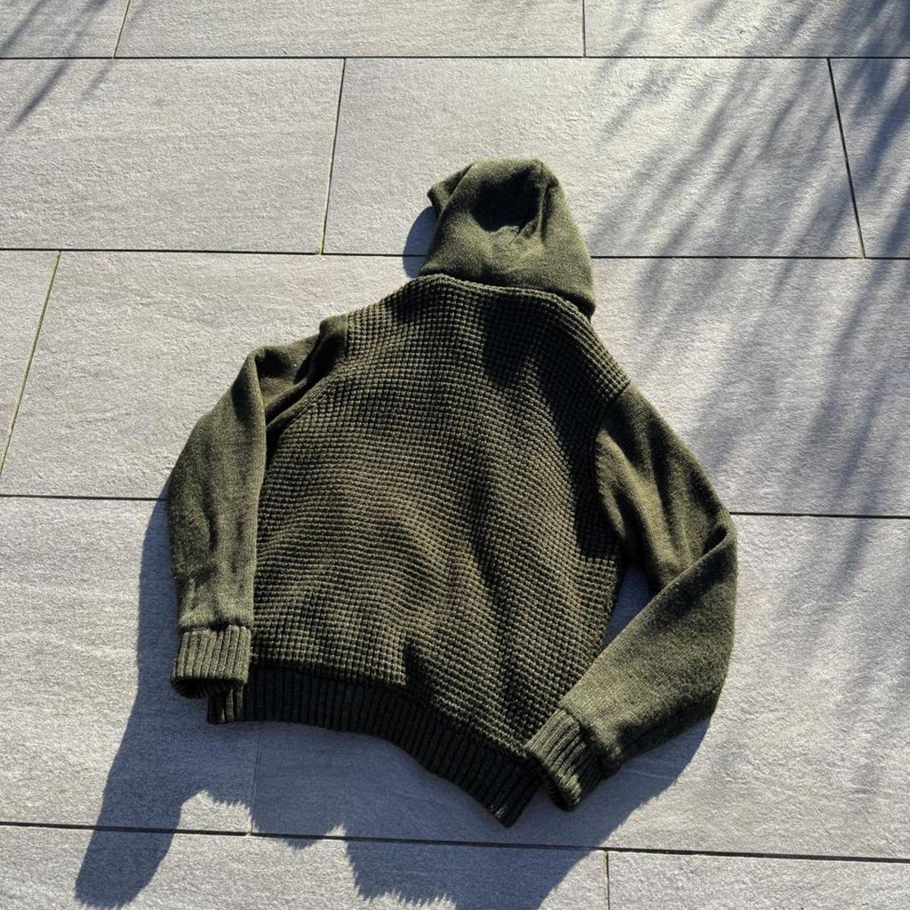 Vintage Lee Cooper Heavyweight Chunky Knit Fleece-Lined Hooded Jacket – Charcoal – Size L – Image 5 – George's Vintage