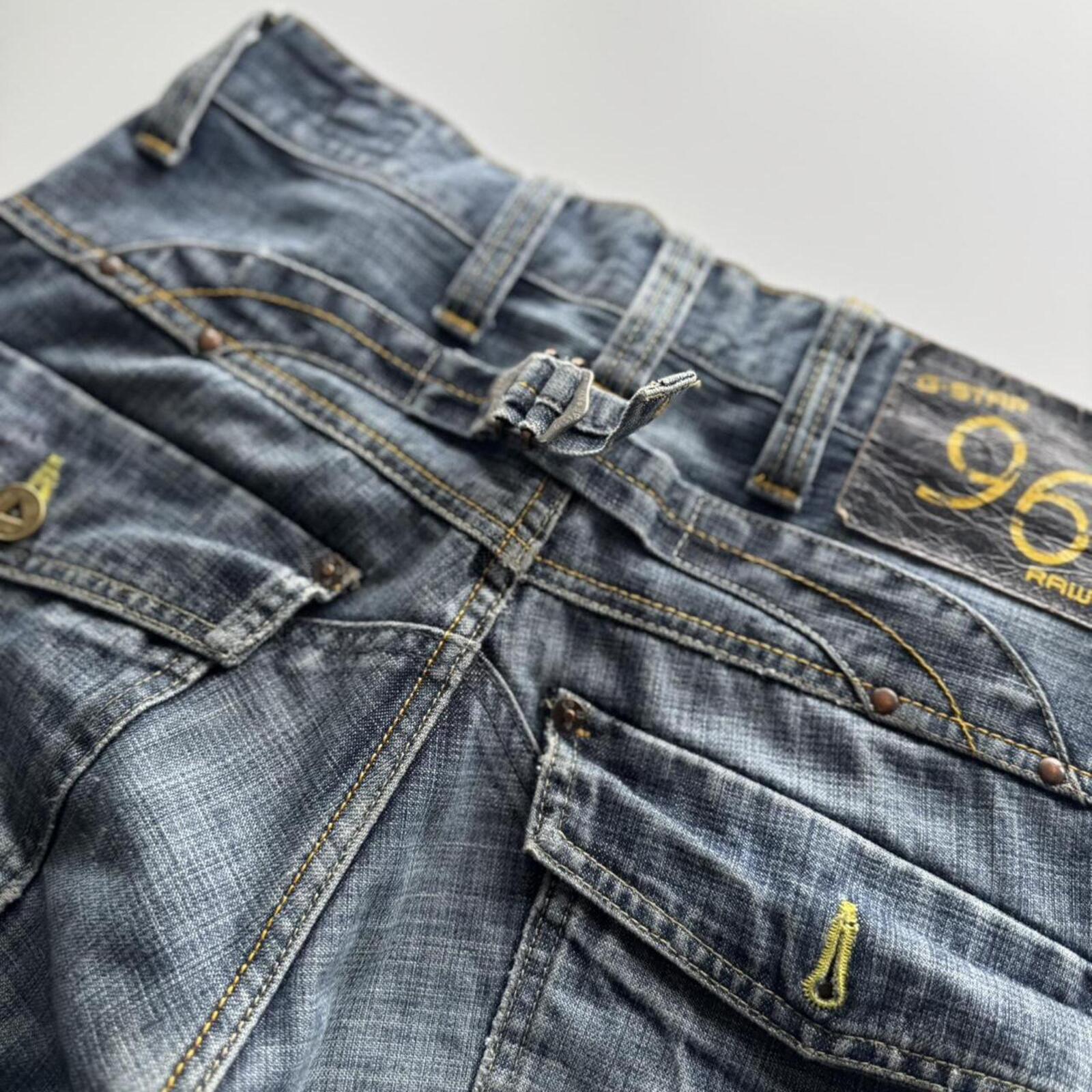 G-Star RAW 96 Distressed Panelled Jeans (Blue)