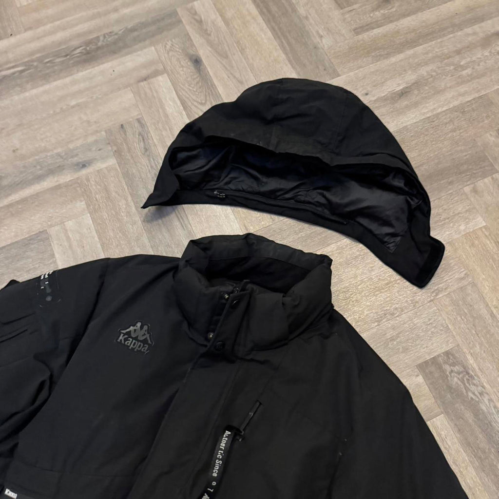 Vintage Y2K Kappa Banda Insulated Puffer Jacket – Black – Size L – Image 2 – George's Vintage